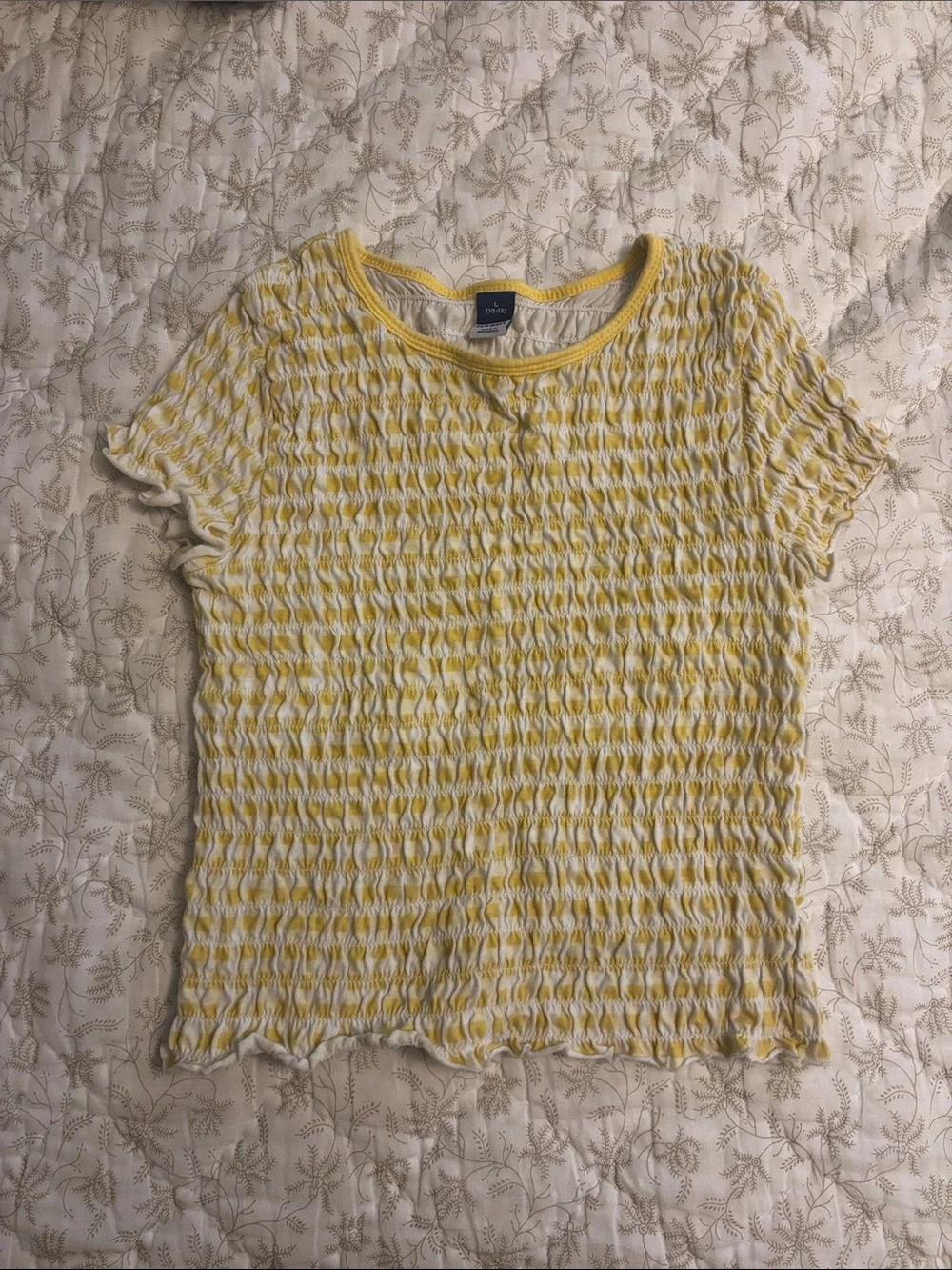 Old Navy Yellow & White Smocked Crop Top